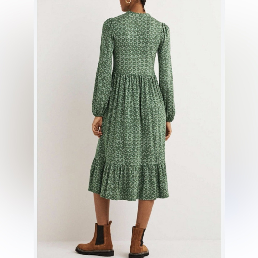 Boden Buttoned Jersey Midi Long Sleeve Dress with pockets green Women’s size 8 - Picture 2 of 11
